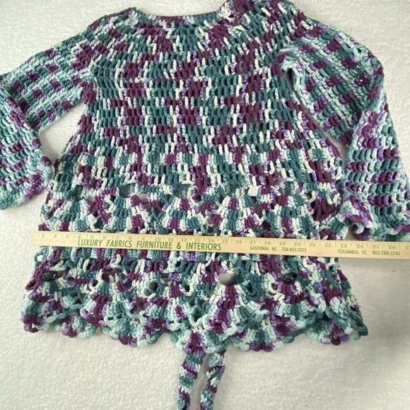 Handmade Crochet Sweater Top Women S Multicolor Boho Festival‎ Hippie Fairycore - Picture 12 of 13